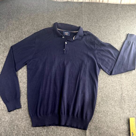 Charles‎ Tyrwhitt Polo Sweater Mens XL Merino Wool Golf Preppy Casual Navy Blue - Picture 1 of 7